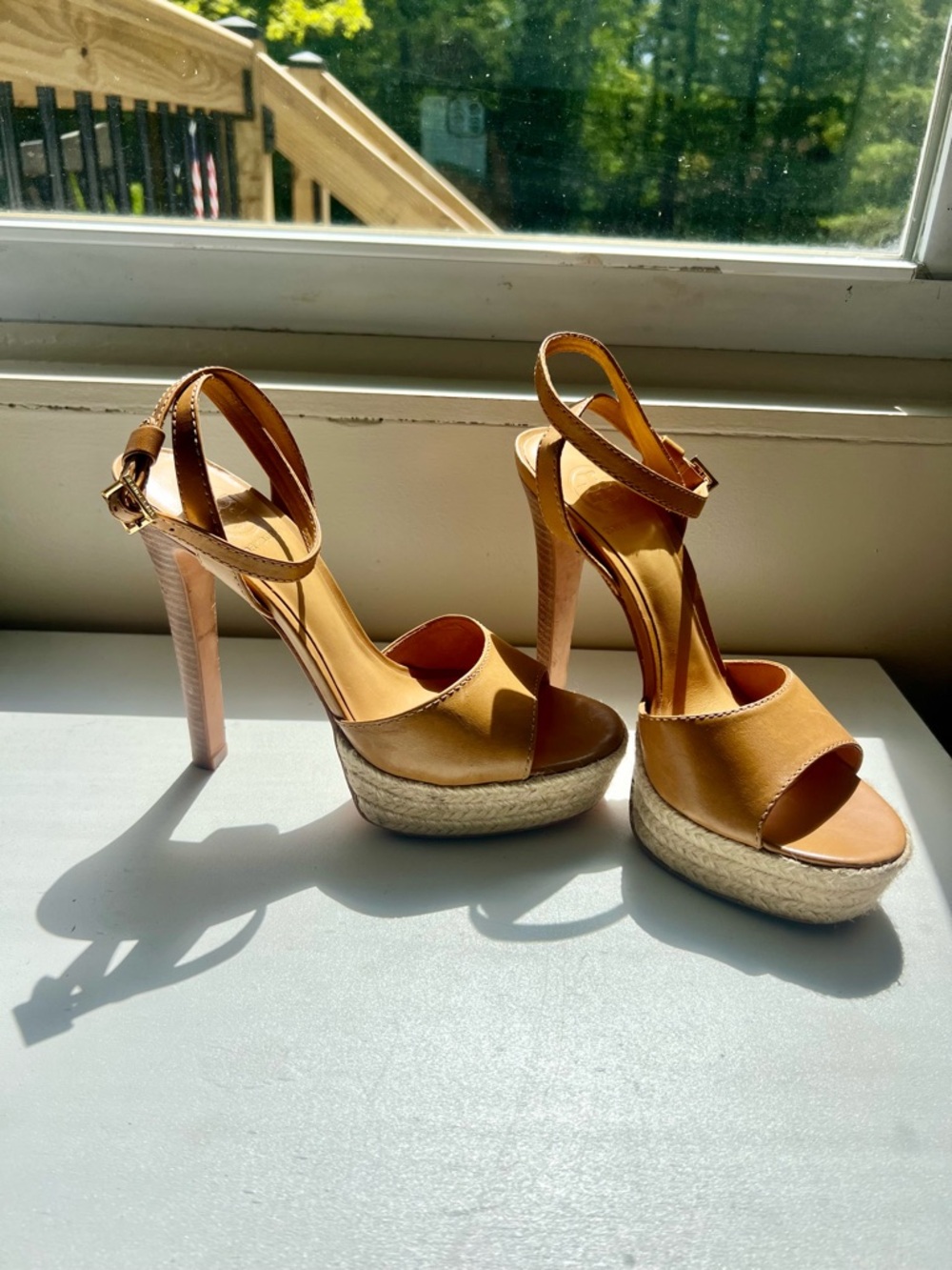 Tory Burch Espadrille Platform Heel Pumps Size 8